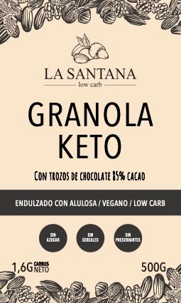 Keto Granola Trozos Chocolate 85% cacao     250g  La Santana